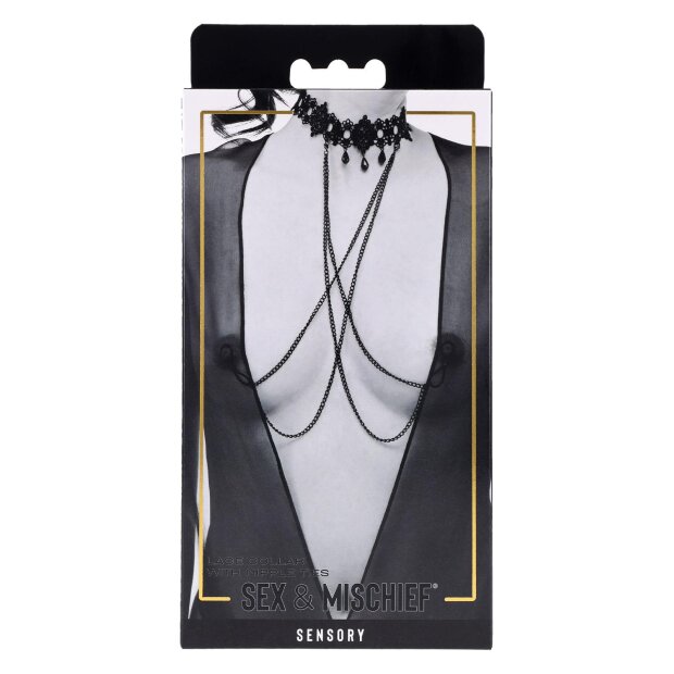 Sportsheets Sex and Mischief  Lace Collar with Nipple Ties