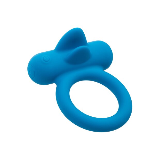 CalExotics Double Trouble Wiederaufladbarer Penisring mit Vibration Blau Ø 3,8 cm