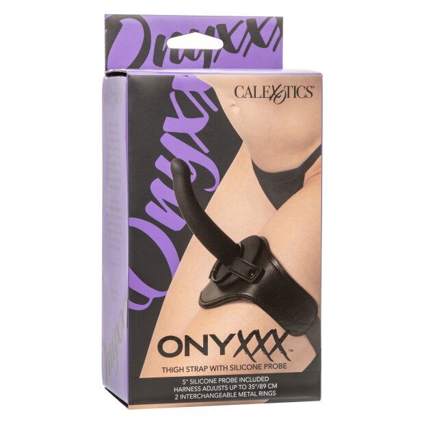 CalExotics Godemichet Strap-On avec Harnais de Cuisse Noir 12,8 cm Ø 3,3 cm Tour de Cuisse 89 cm