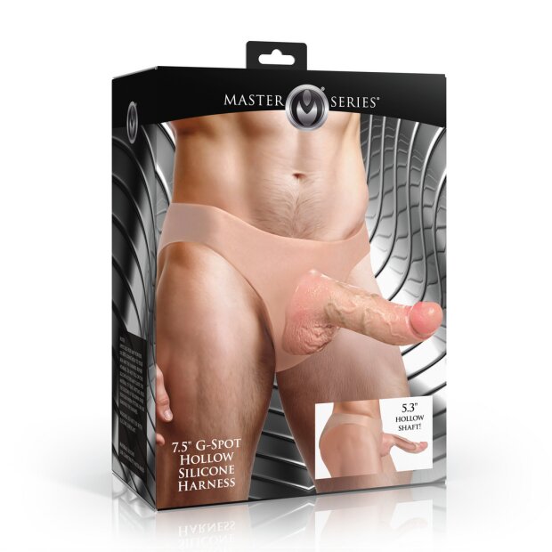 XR Brands Curved Hollow Silicone Strap-On Harness 7.5" / 19 cm