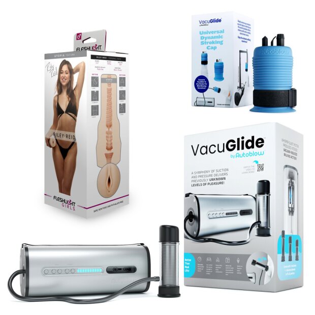 Autoblow VacuGLIDE + Masturbator Adapter + FLESHLIGHT Riley Reid Utopia