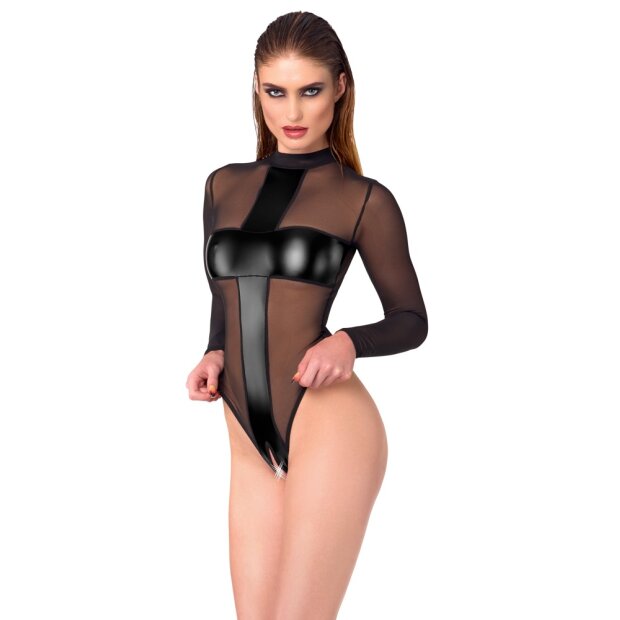 Noir Body Transparent avec Entrejambe Ouvert Noir XL