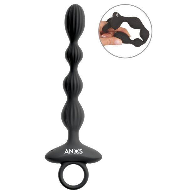 ANOS Flexible Analperlen mit Vibration Schwarz 21,1 cm Ø 2,6 cm