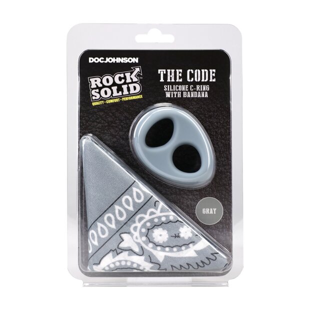 Doc Johnson The Code anneau pénien en silicone avec bandana gris Ø 4,6 cm