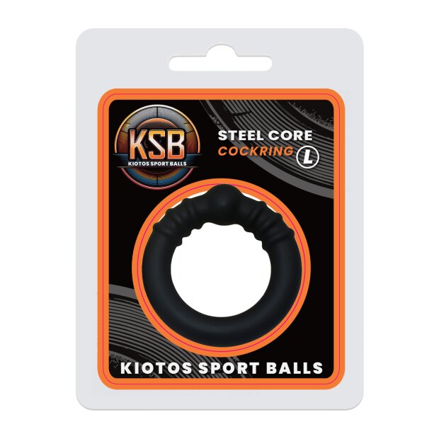 Kiotos Cock Ring with Steel Core L Black Ø 4.2 cm