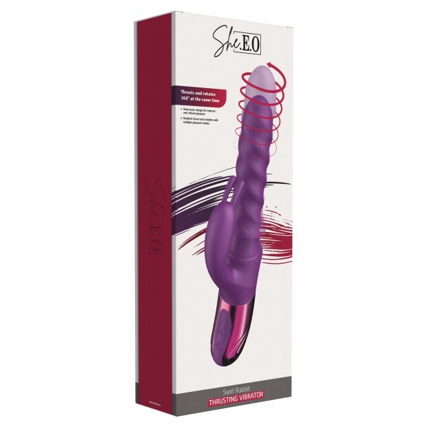 She.E.O. Swirl Rabbit Vibrator mit Stoßfunktion Lila 26 cm