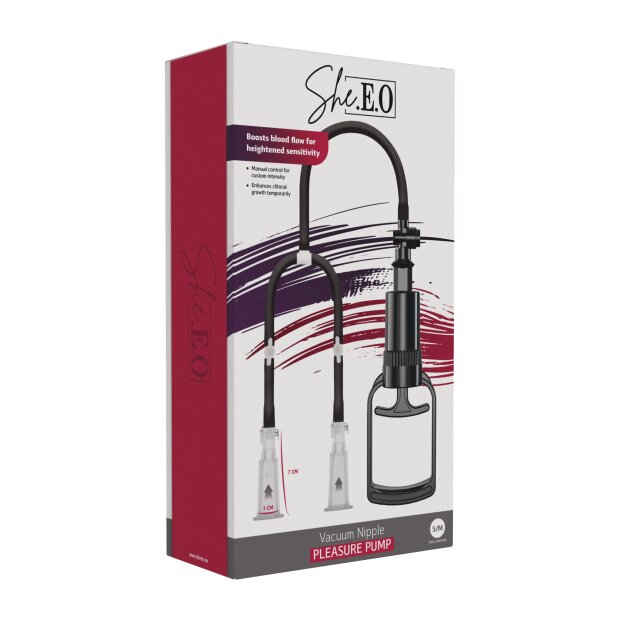 She.E.O. Vakuumpumpe für Brustwarzenstimulation Schwarz S-M Ø 3 cm