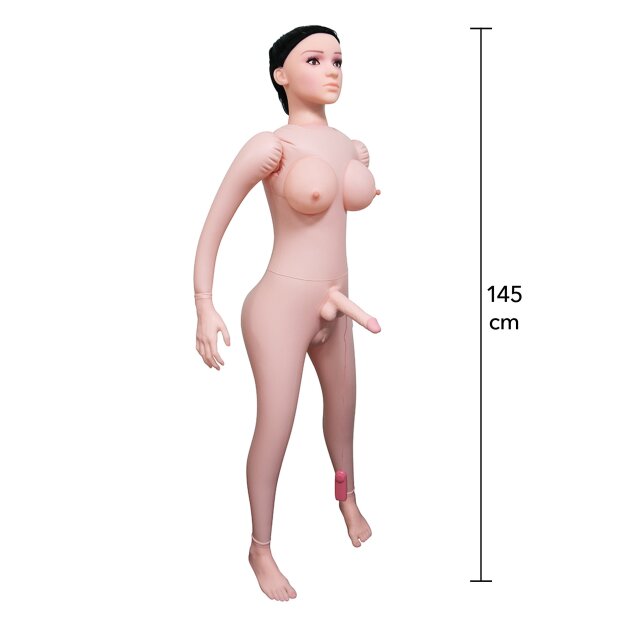 Hidden Desire Fuck Dolls Shemale Taylor Inflatable Doll with Vibration Beige 145 cm
