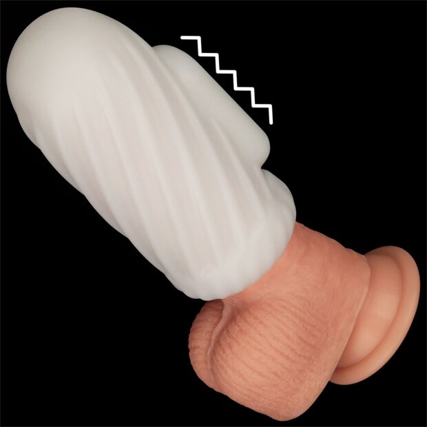 LoveToy Knights Ring Vibrating Dual Purpose Sleeve Spiral White