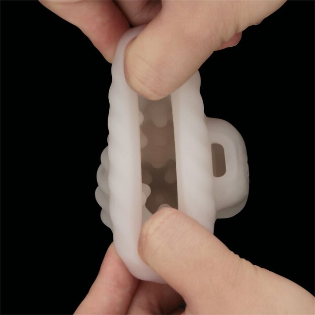 LoveToy Knights Ring Vibrating Dual Purpose Sleeve Spiral White