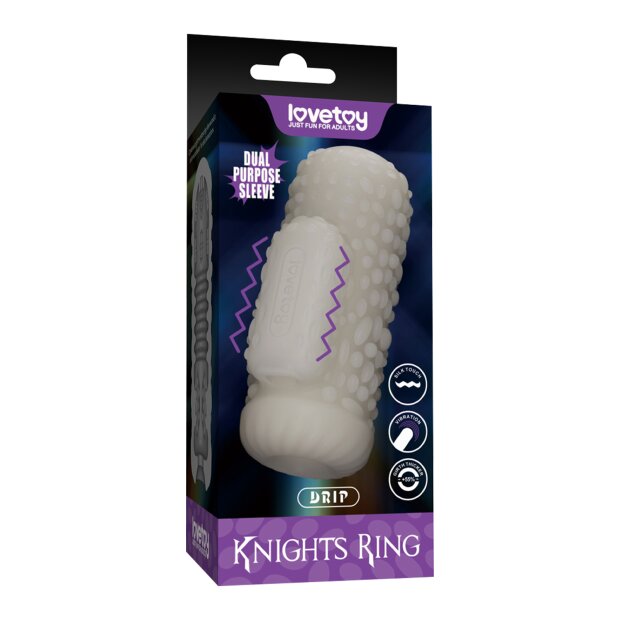 LoveToy Knights Ring Vibrating Dual Purpose Sleeve Drip White