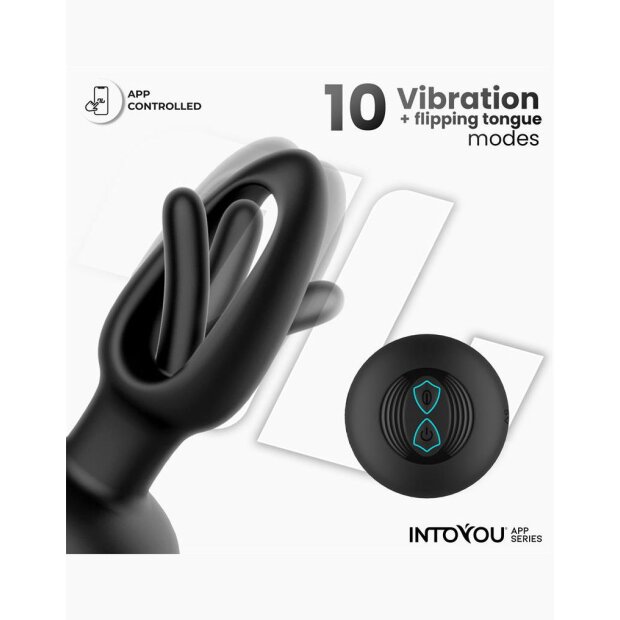 INTOYOU Zack Anal Plug with Flipping Tongue  (with App Control) Black