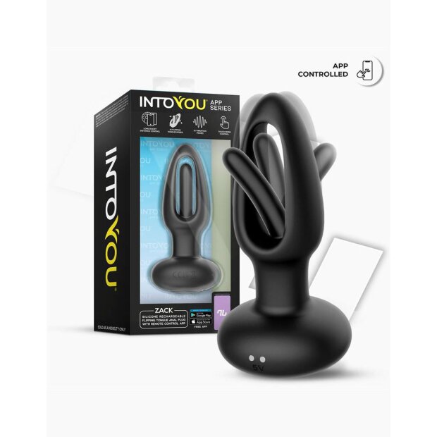 INTOYOU Zack Anal Plug with Flipping Tongue  (with App Control) Black
