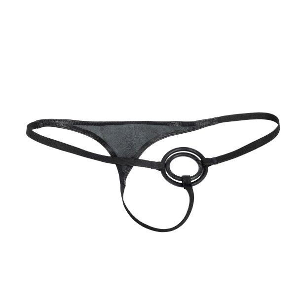 Rimba Leather G-String with Cock Rings Black One Size
