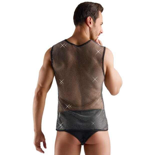 NEK T-shirt en résille moulant avec strass Noir 3XL