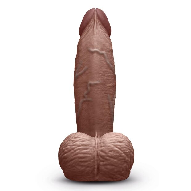B-Vibe Slipskin Realistic Silicone Dildo 6 Inch Girthy Brown