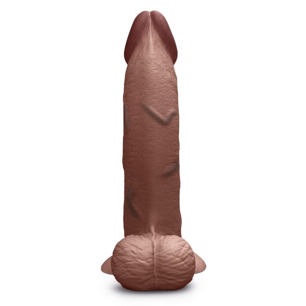 B-Vibe Slipskin Realistic Silicone Dildo 10 Inch Curved Brown