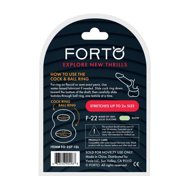 Forto F-22 D Ring Large White Glow in the Dark