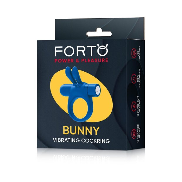 Forto Bunny Vibrierender Penisring Blau