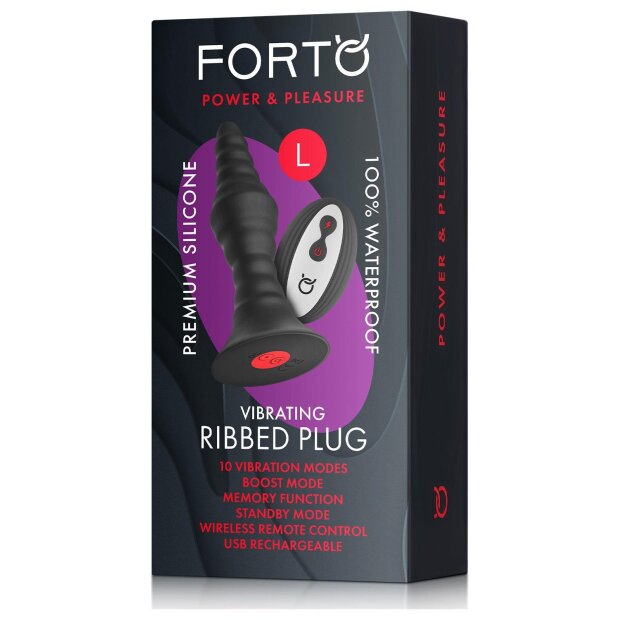 Forto Gerippter Vibrationsplug mit Fernbedienung Large Schwarz