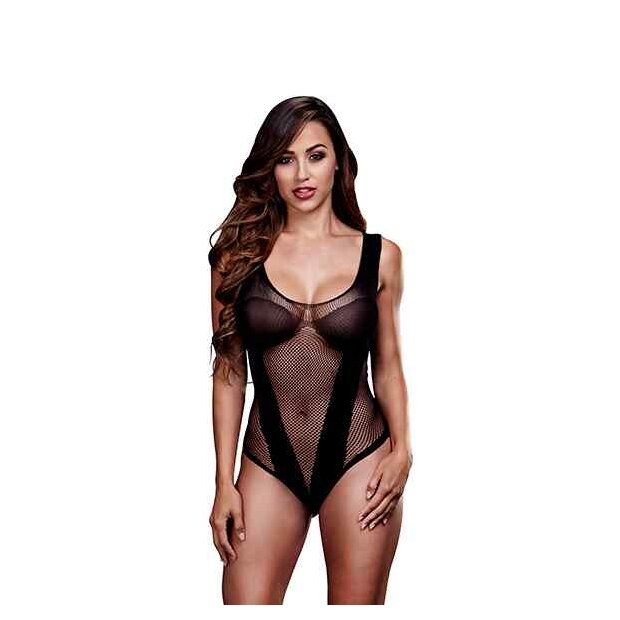 Baci Fishnet Jacquard V Teddy One Size