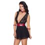 Babydoll Bondage mit rotem Gürtel XL