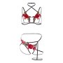 Roses Bra and Crotchless Panty Black S/M