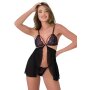 Daring Intimates Ensemble Babydoll 2 pièces Noir Violet S-M
