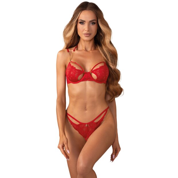 Obsessive Matildea BH-Set mit Riostring Rot L/XL