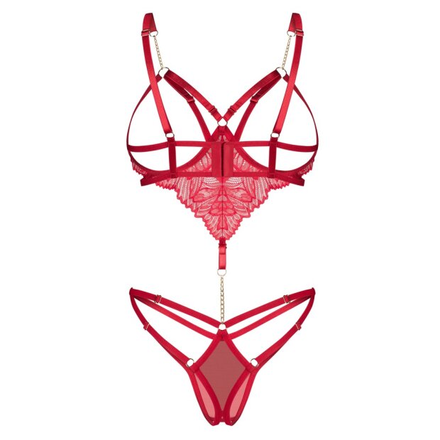 Obsessive Matildea Ouvert Body Red L/XL