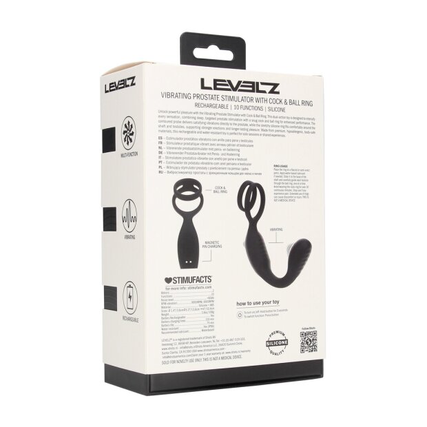 Levelz Vibrating Silicone Prostate Stimulator with Cock and Ball Ring
