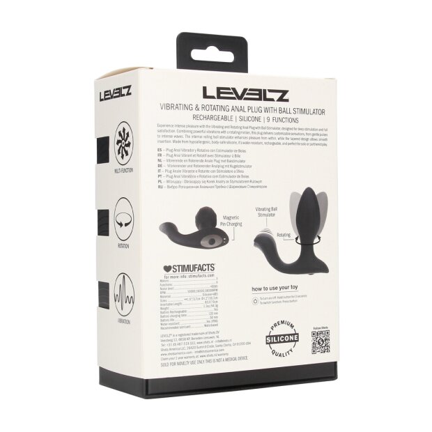 Levelz Vibrating and Rotating Silicone Anal Plug with Ball Stimulator