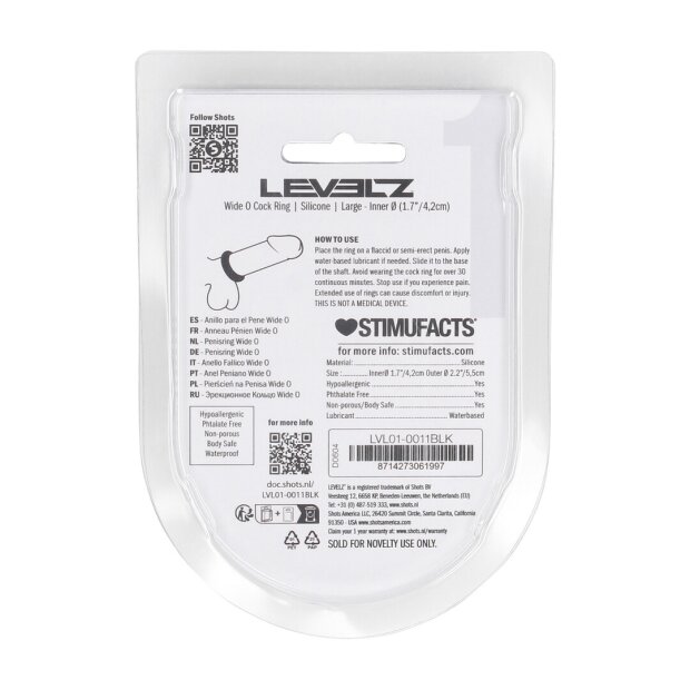 Levelz Wide O Silicone Penis Ring L
