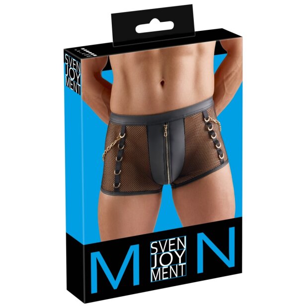 Svenjoyment Netz-Pants mit Wetlook und Ketten Schwarz 2XL
