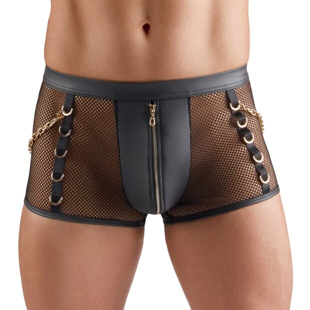 Svenjoyment Netz-Pants mit Wetlook und Ketten Schwarz 2XL
