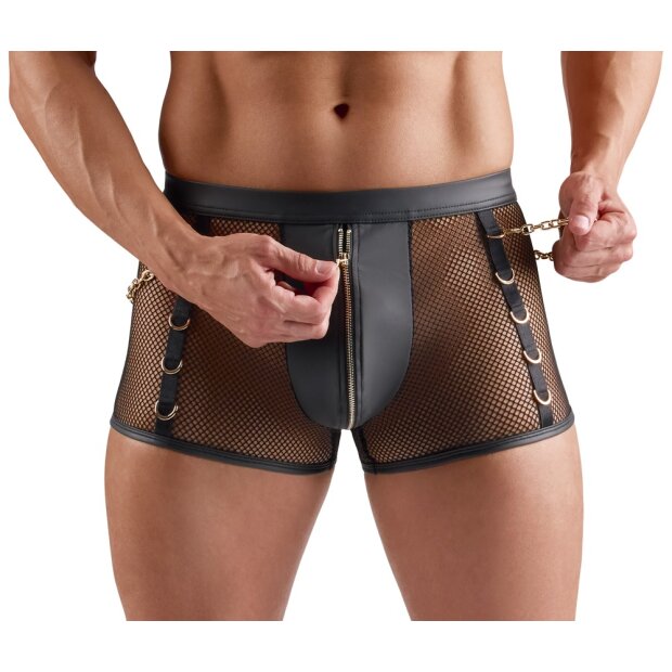 Svenjoyment Netz-Pants mit Wetlook und Ketten Schwarz 2XL