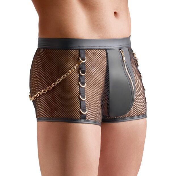 Svenjoyment Netz-Pants mit Wetlook und Ketten Schwarz 2XL