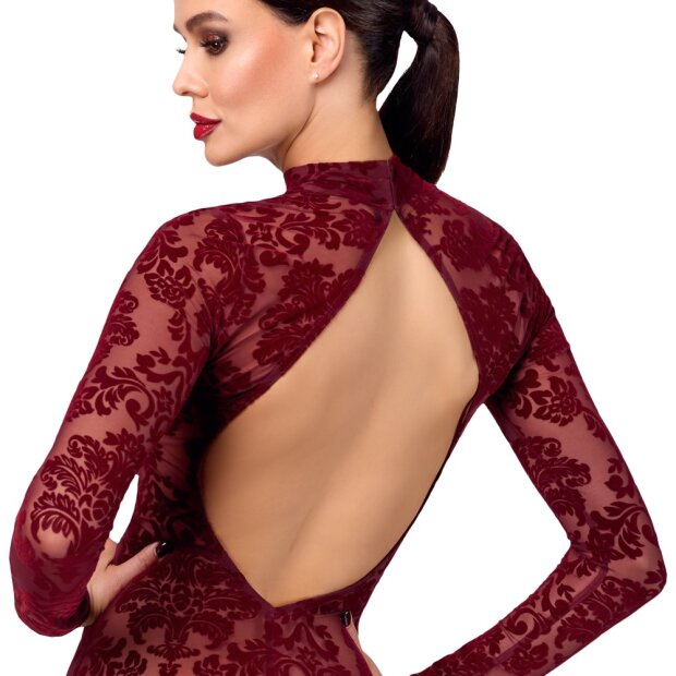 Noir Kink Royal Robe Longue Transparente Bordeaux XL