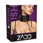 ZADO Collier en Cuir avec Laisse et Cadenas Noir
