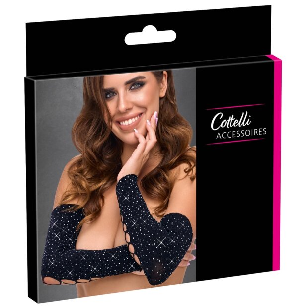 Cottelli Collection Arm Warmers with Rhinestones Black S-L