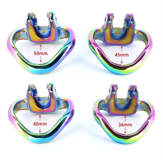 CockLock Keuschheitskäfig Metall Regenbogen mit Schloss 50 mm