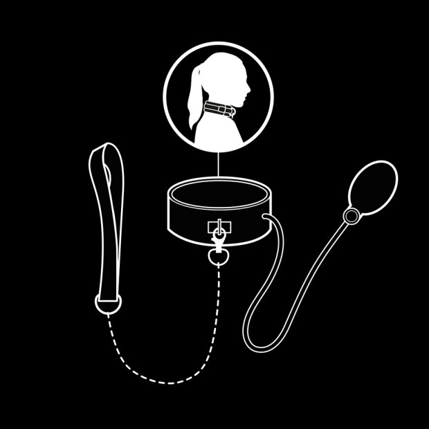 Fetish Submissive Inflatable Strangling Collar with Chain