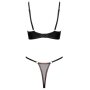Cottelli Collection Underwired Bra Set with Ouvert Thong S Black