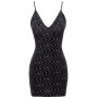 Cottelli Collection Glitter Mini Dress Zigzag Black S
