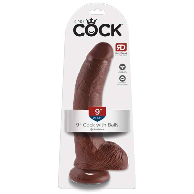 KC 9" Cock with Balls Brown