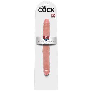 King Cock 12“ Slim Double Dildo Flesh