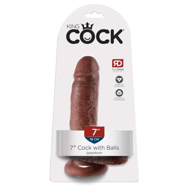 King Cock with Balls Brown 18cm
