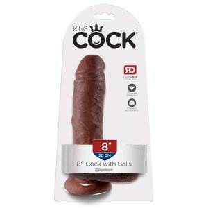 King Cock 8" Cock w Balls Brow
