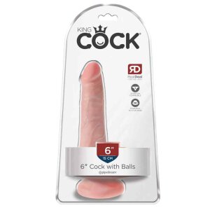 King Cock - Dildo with Balls Flesh 15 cm