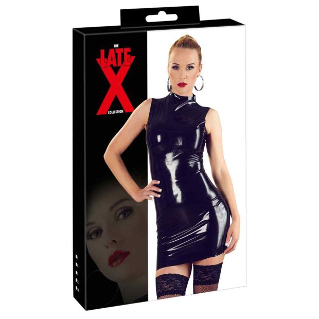 Latex-Minikleid mit Stehkragen schwarz 2XL